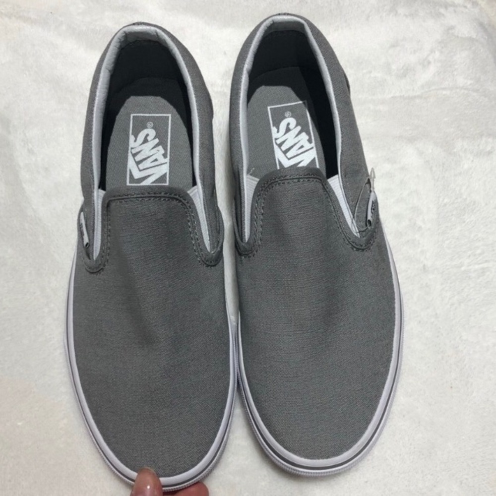 Size 7 gray slip on Vans